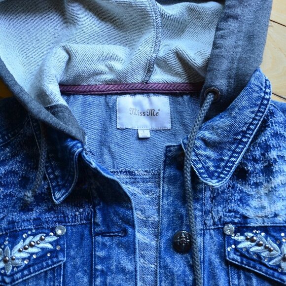 Miss Me Sweat Shirt Denim Jean Jacket Size L - Picture 2 of 13